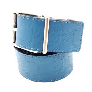 NEW Auth Louis Vuitton Blue Leather Damier Infini Belt Men’s Size 90 Very Good